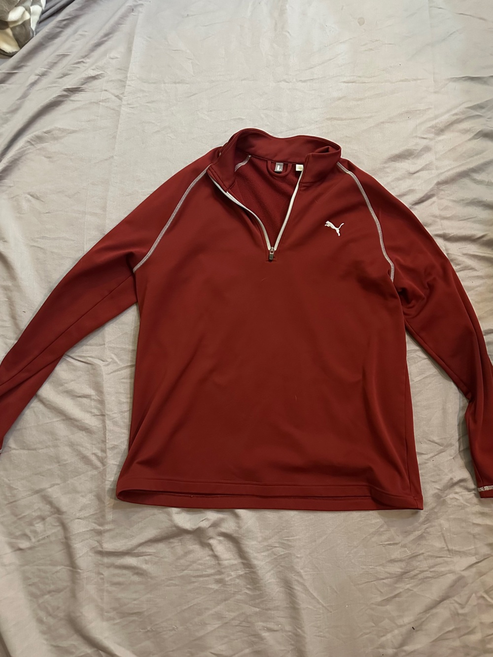 Puma Men's Rust Red Quarter-Zip Performance Jacket